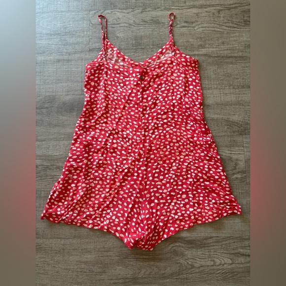 New Roxy Red Afterglow Poka Dot Print Romper Size M - Picture 5 of 8